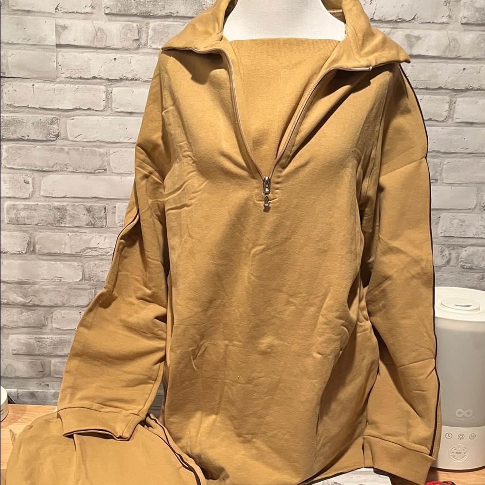 Givenchy for Singapore airlines Tan Half-Zip Pullover and jogger set